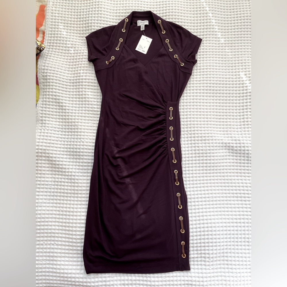 Carmen Marc Valvo Aubergine Dress